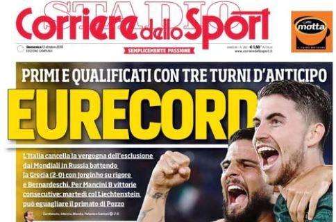 La prima pagina del Corriere dello Sport: "Eurecord"