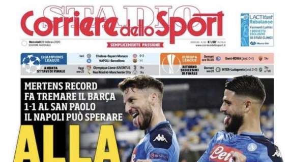 Corriere dello Sport prima pagina su Napoli-Barça: "Alla pari"