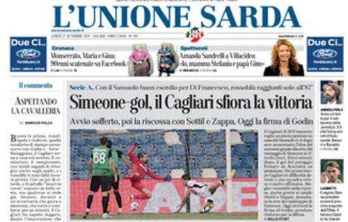 L'Unione Sarda: "Simeone-gol, il Cagliari sfiora la vittoria a Sassuolo"