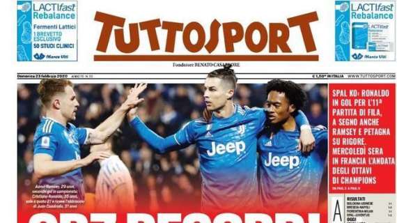 Tuttosport: "CR7 record! Juve, ora a Lione. Toro, non tradire i tifosi"