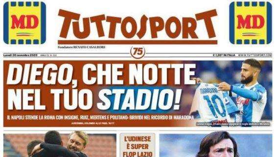 L'apertura di Tuttosport su Milan e Juve: "In fuga" e "In riga"