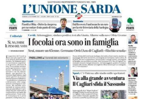 L'Unione Sarda: "Via alla grande avventura. Il Cagliari sfida il Sassuolo"