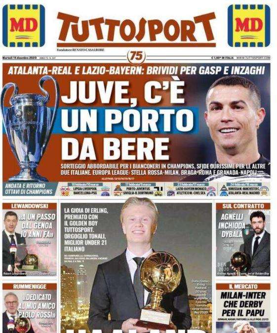 L'apertura di Tuttosport: "Juve, c'è un Porto da bere"