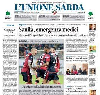 L'Unione Sarda: "L'entusiasmo del Cagliari all'esame Sassuolo"