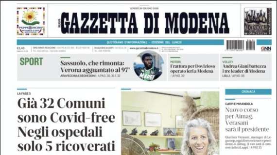 Gazzetta di Modena: "Sassuolo, rimonta batticuore. Rogerio acciuffa il Verona al 97'"