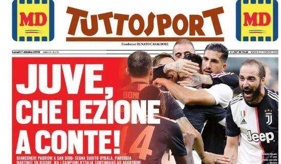 La prima pagina di Tuttosport di oggi: "Juve, che lezione a Conte!"
