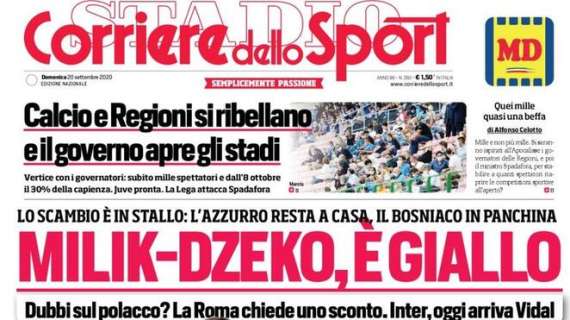 L'apertura del Corriere dello Sport: "Milik-Dzeko: è giallo"