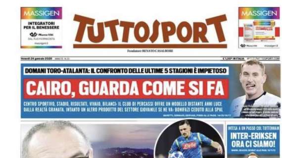 La prima pagina di Tuttosport: "Napoli applaudi Sarri!"