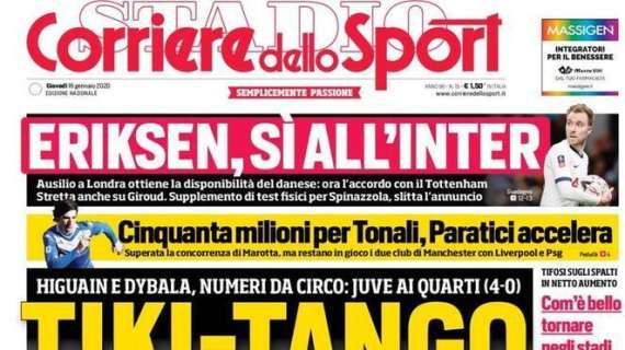 Prima pagina Corriere dello Sport: "Tiki-Tango Juve"