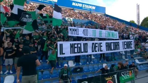 Berardi 400, lo striscione dei tifosi del Sassuolo per omaggiare Mimmo