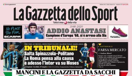 La Gazzetta dello Sport in apertura su Mancini: "Casa Italia"
