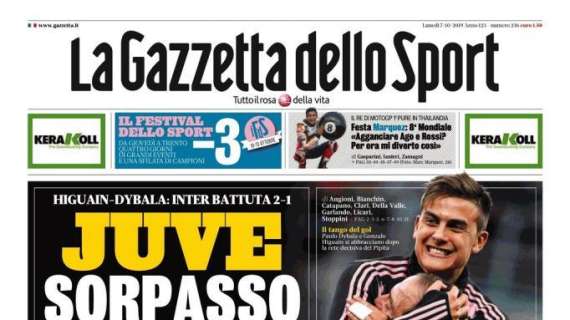 La Gazzetta dello Sport in prima pagina: "Juve sorpasso in HD"
