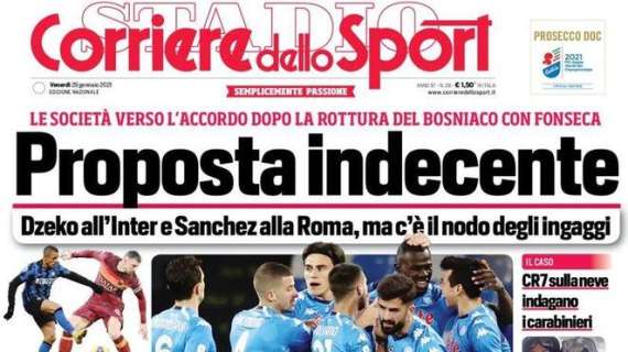Corriere dello Sport in apertura sullo scambio Dzeko-Sanchez: "Proposta indecente"