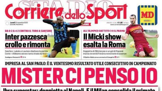 L'apertura del Corriere dello Sport: "Ibra, mister ci penso io"