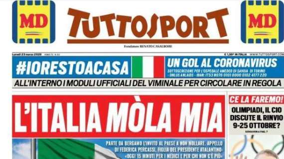 La prima pagina di Tuttosport oggi: "L'Italia mòla mia"