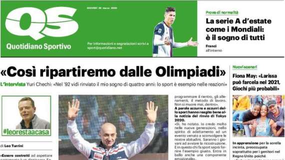 QS in prima pagina: "La Serie A d'estate come i Mondiali: è il sogno di tutti"