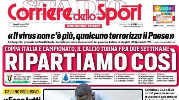 L'apertura del Corriere dello Sport sul calcio italiano: "Ripartiamo così"