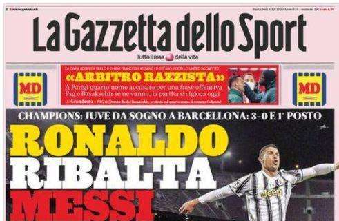 La Gazzetta dello Sport in apertura su Barça-Juve: "Ronaldo ribalta Messi"