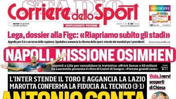 L'apertura del Corriere dello Sport: "Antonio Conta"