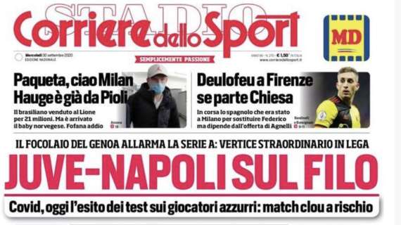 L'apertura del Corriere dello Sport: "Juve-Napoli sul filo"