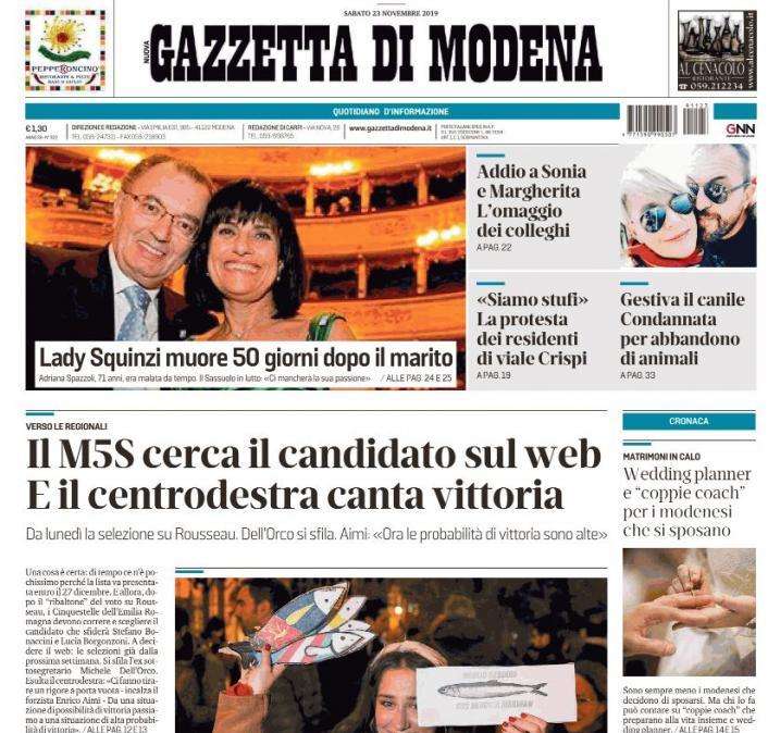 Gazzetta di Modena: "Sassuolo in lutto: muore Lady Squinzi"