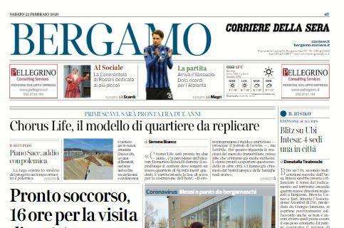 Corriere di Bergamo: "Arriva il Sassuolo. Dolci ricordi per l'Atalanta"
