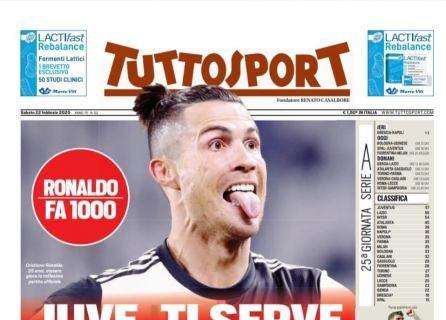 La prima pagina di Tuttosport: "Juve, ti serve una Spallata"