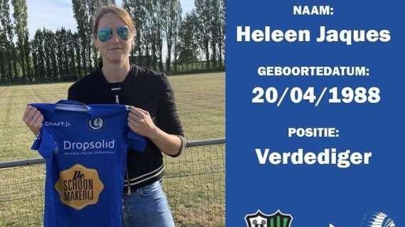 Calciomercato Sassuolo Femminile: Heleen Jaques al Gent. E' ufficiale