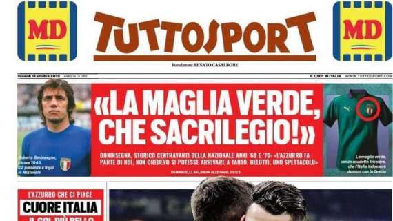 Tuttosport prima pagina venerdì 11 ottobre 2019: "Ronaldo esclusivo"