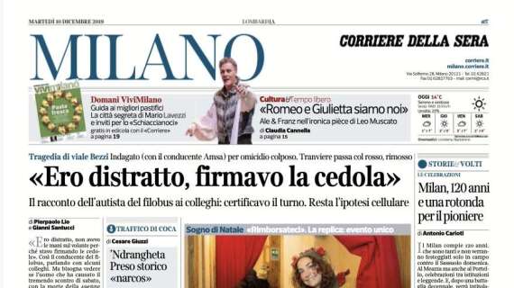 Corriere di Milano: "Milan, 120 anni e una rotonda per il pioniere"