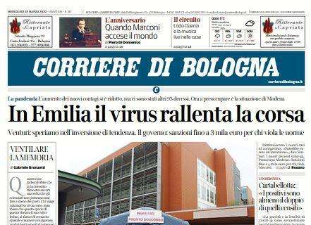 Corriere di Bologna: "In Emilia il virus rallenta la corsa"