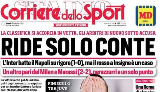 L'apertura del Corriere dello Sport: "CR7, serata nera. Lo stop è di rigore"
