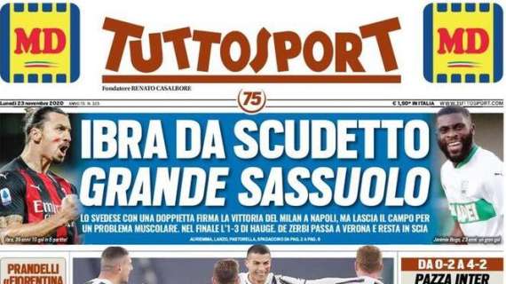 Tuttosport in apertura: "Ibra da Scudetto, grande Sassuolo"