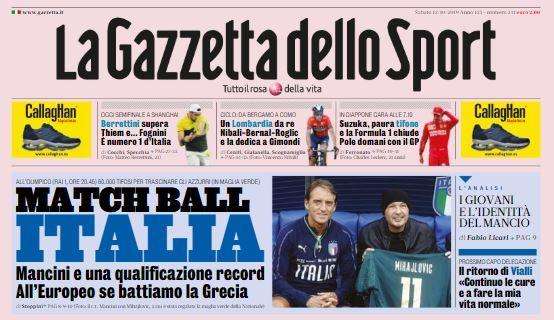 La Gazzetta dello Sport prima pagina: "Match ball Italia"