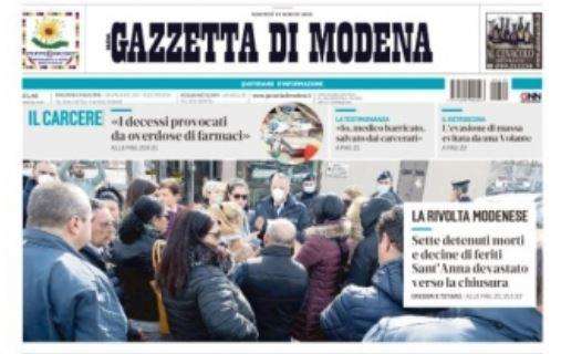Gazzetta di Modena: "L'invito del bomber: 'Restate a casa'. Il calcio si ferma"