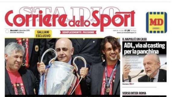 La prima pagina del Corriere dello Sport: "Le scommesse di Adriano"