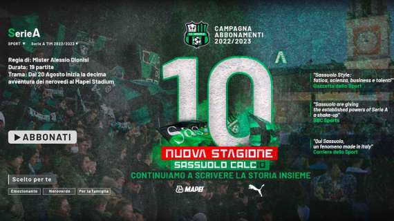 Abbonamenti Sassuolo: oggi l'ultimo giorno per le sottoscrizioni. Le info