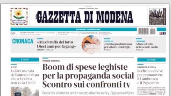 Gazzetta di Modena: "Sassuolo, mercato in stand-by per gli infortunati"