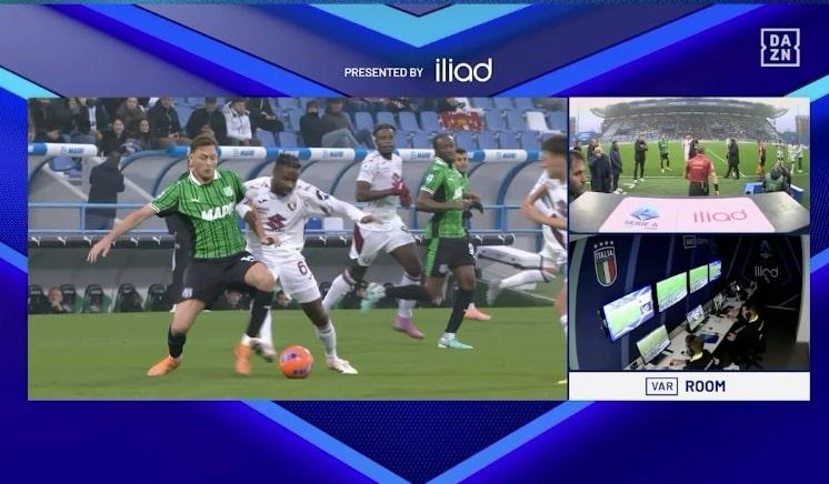Open VAR Sassuolo-Torino: l'analisi sul rigore Doig-Adams poi revocato 