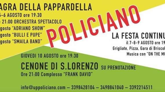 RITORNA LA SAGRA DELLA PAPPARDELLA A POLICIANO