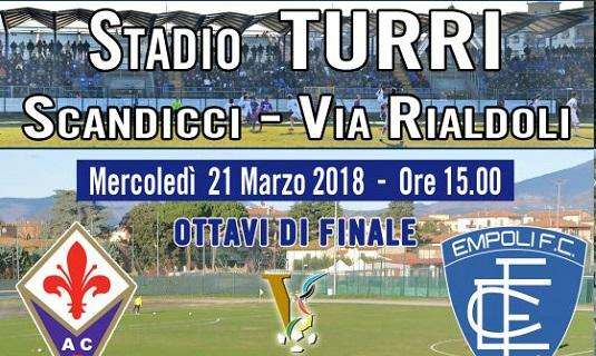 Torneo di Viareggio, Fiorentina-Empoli mercoledì 21/03 al Turri di Scandicci