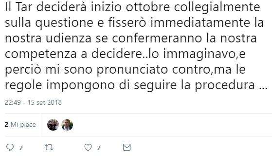 Frattini su Twitter: "Decideremo a inizio ottobre". Ternana in stand-by
