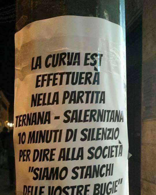 Ternana - Protesta "soft" della Curva Est
