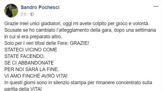 Foggia-Ternana, Pochesci su Facebook elogia i suoi "undici gladiatori"