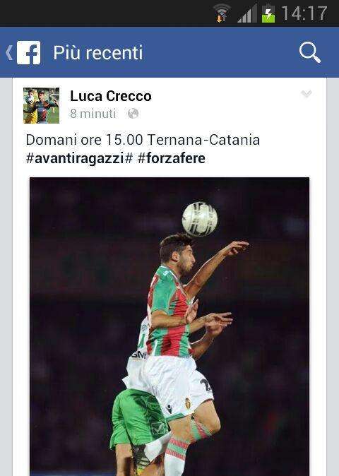 FOTO - Luca Crecco incita i compagni su Facebook