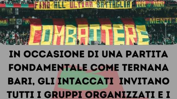 Ternana-Bari, gli Intaccati chiamano a raccolta i tifosi rossoverdi - FOTO