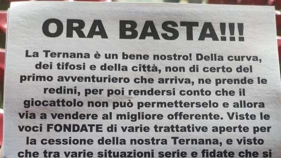 Vendita Ternana, dura presa di posizione della Curva Nord - FOTO