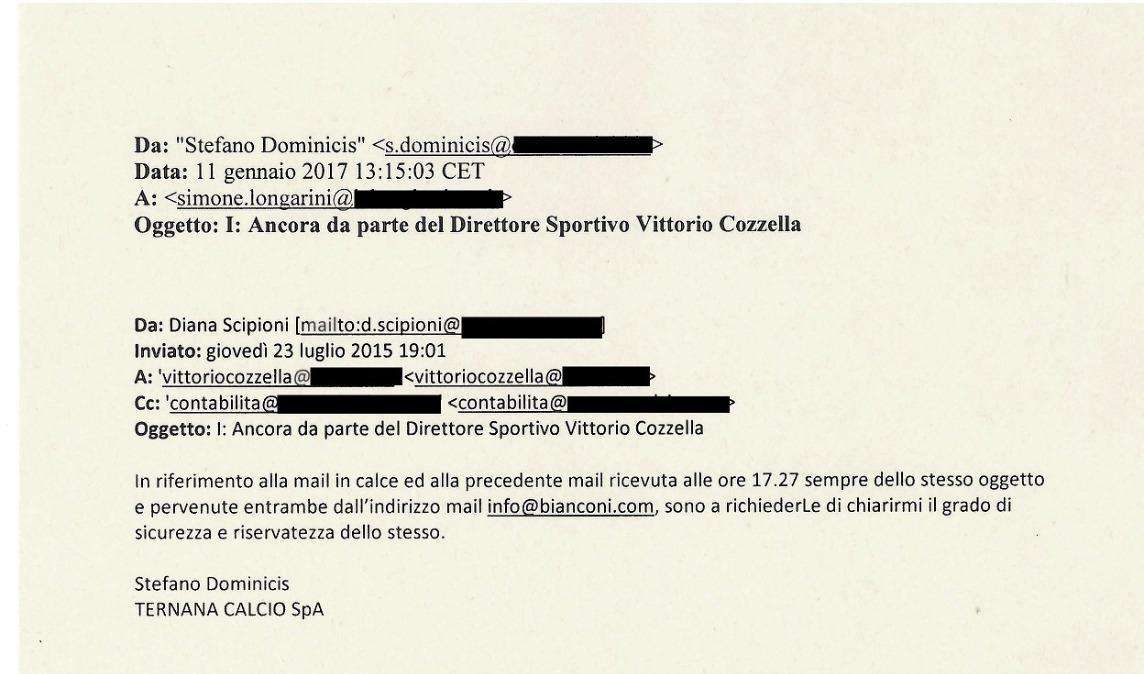ESCLUSIVA TN - Ecco le mail di Cozzella contestate dalla Ternana