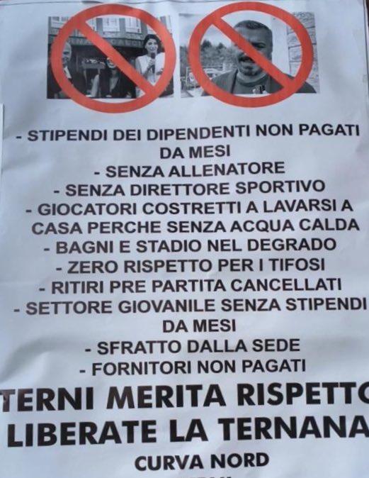 TERNANA, MONTA LA CONTESTAZIONE NEI CONFRONTI DELLA SOCIETÀ