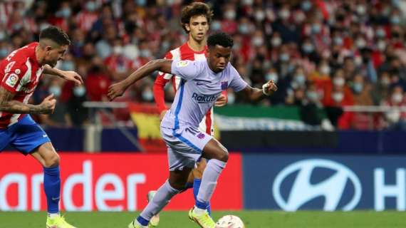 Ansu Fati, con molestias en la rodilla, se pierde el Rayo-Barça